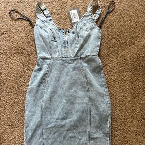 Angel Biba Light Blue Denim Mini Dress